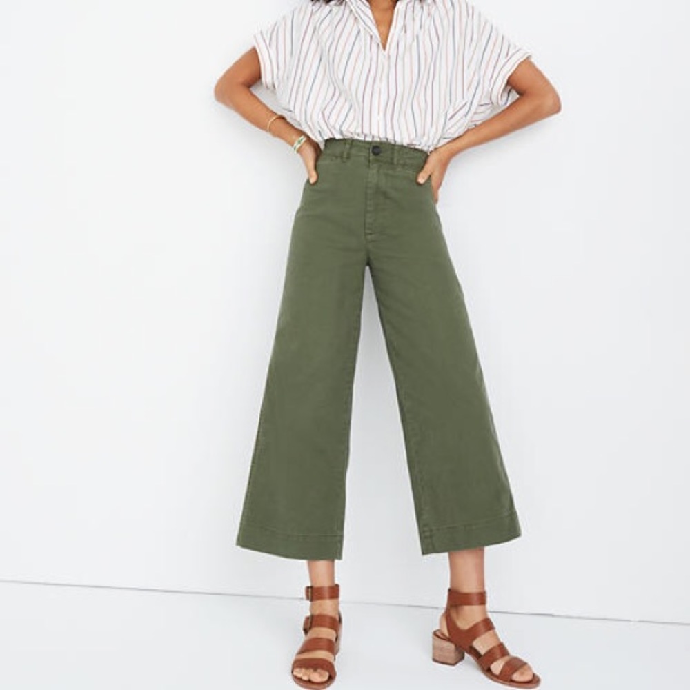 Madewell Emmett Wide-Leg Crop Pants Dark Green